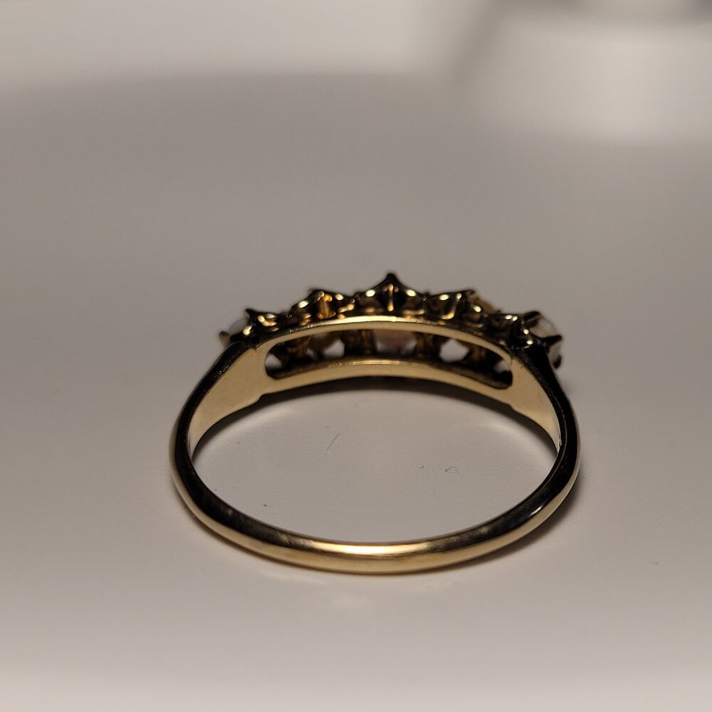 Opal Pearl Antique Gold Band Victorian Era October Birthstone 10k Ring - Picture 11 of 16
